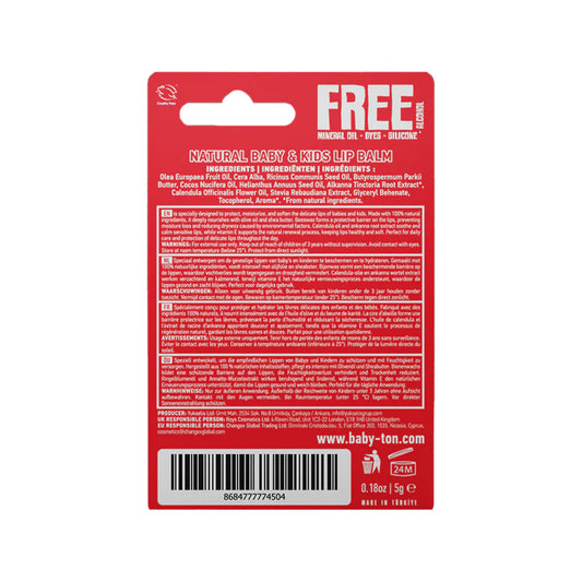 Natuurlijke Lippenbalsem - Aardbei Smaak - 5gr