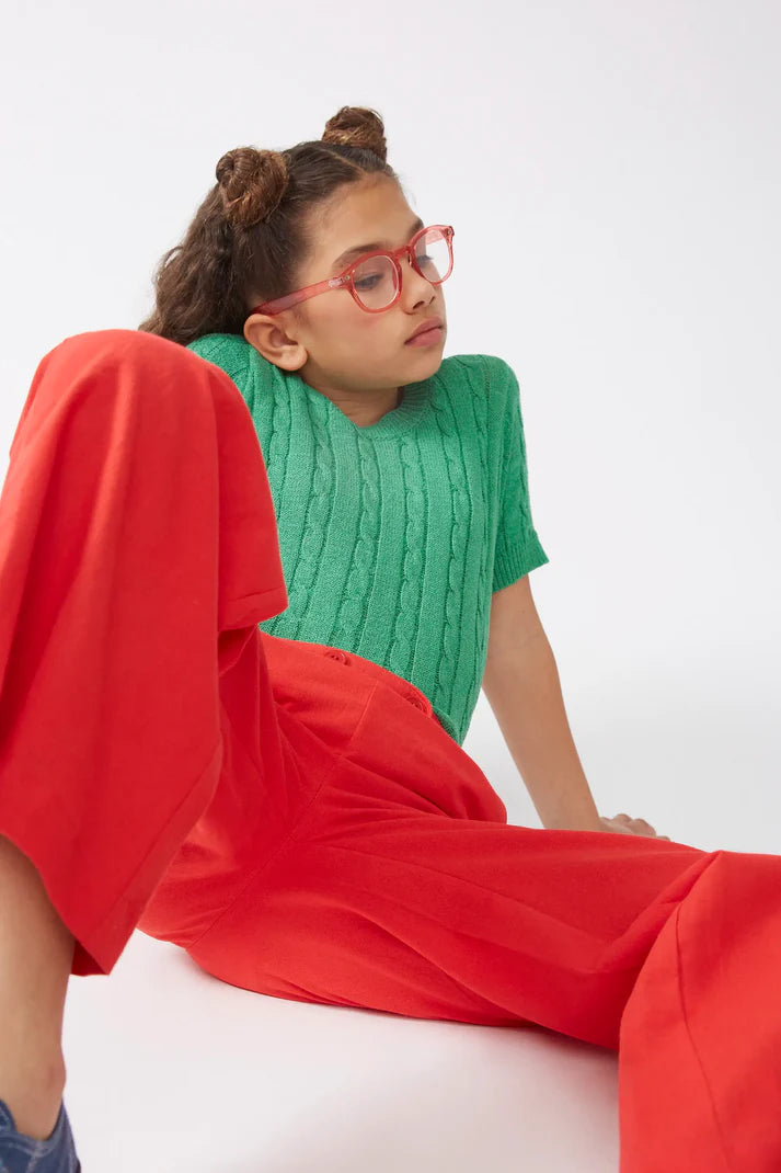 NOOS - Pantalón de niña recto botones rojo - 43409