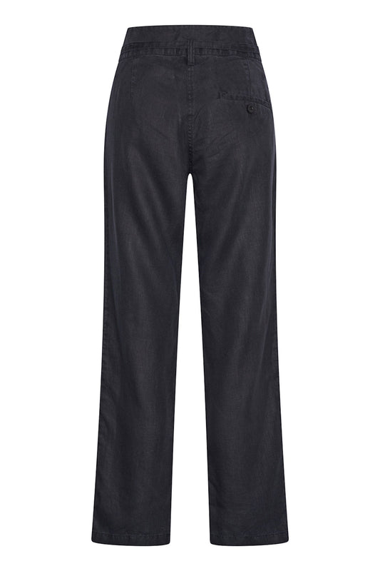 Pants Linen Straight Leg - Black