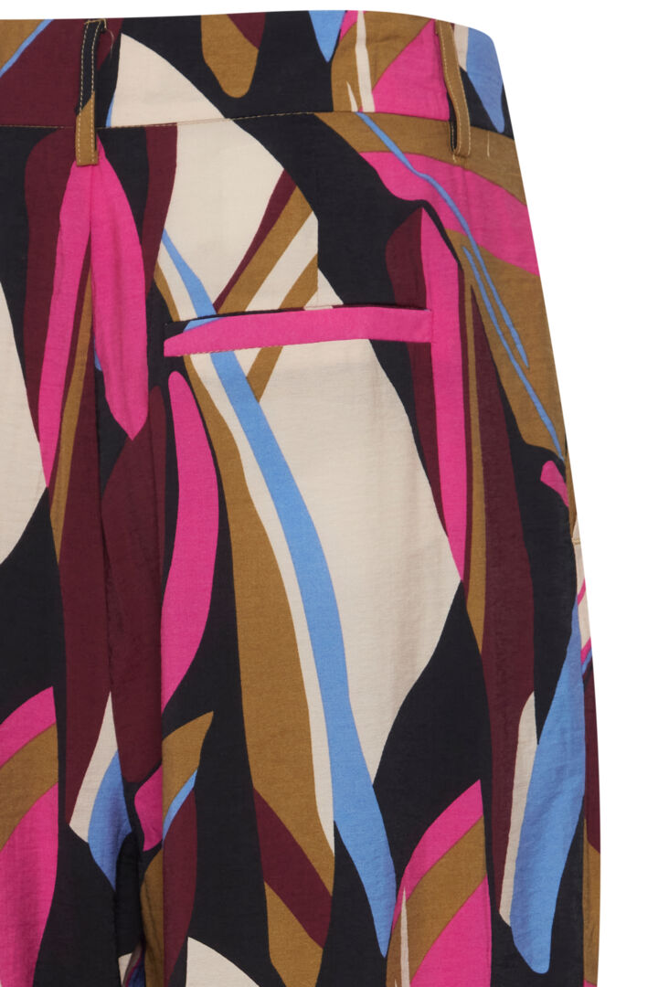 Pzkayla HW Pant Wide Leg High Waist - Fuchsia Purple Printed