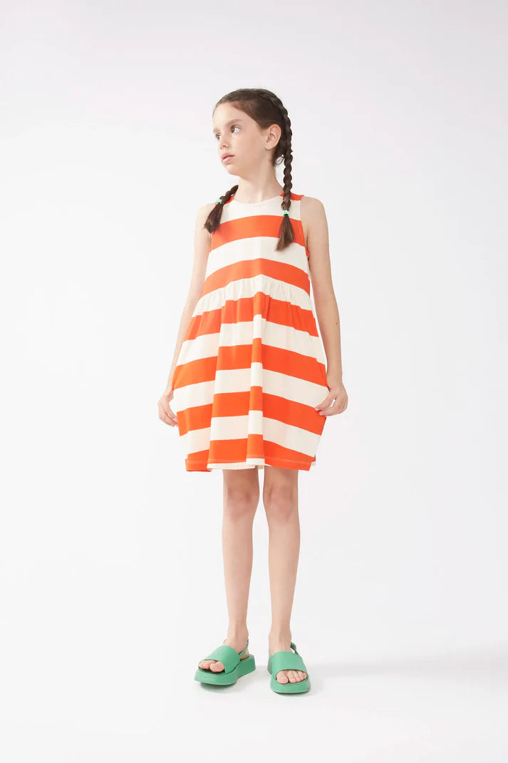 OUTLET - Vestido corto de niña rayas naranjas - 42462