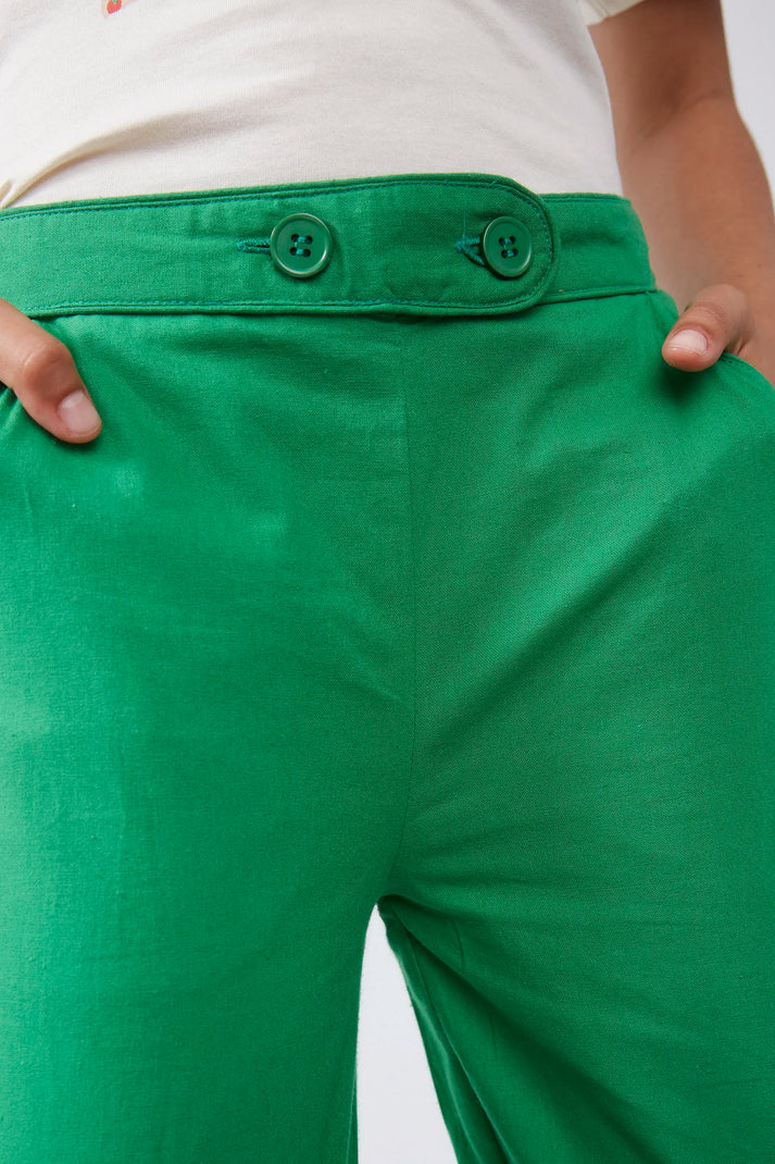 NOOS - Pantalón de niña recto botones verde - 43407