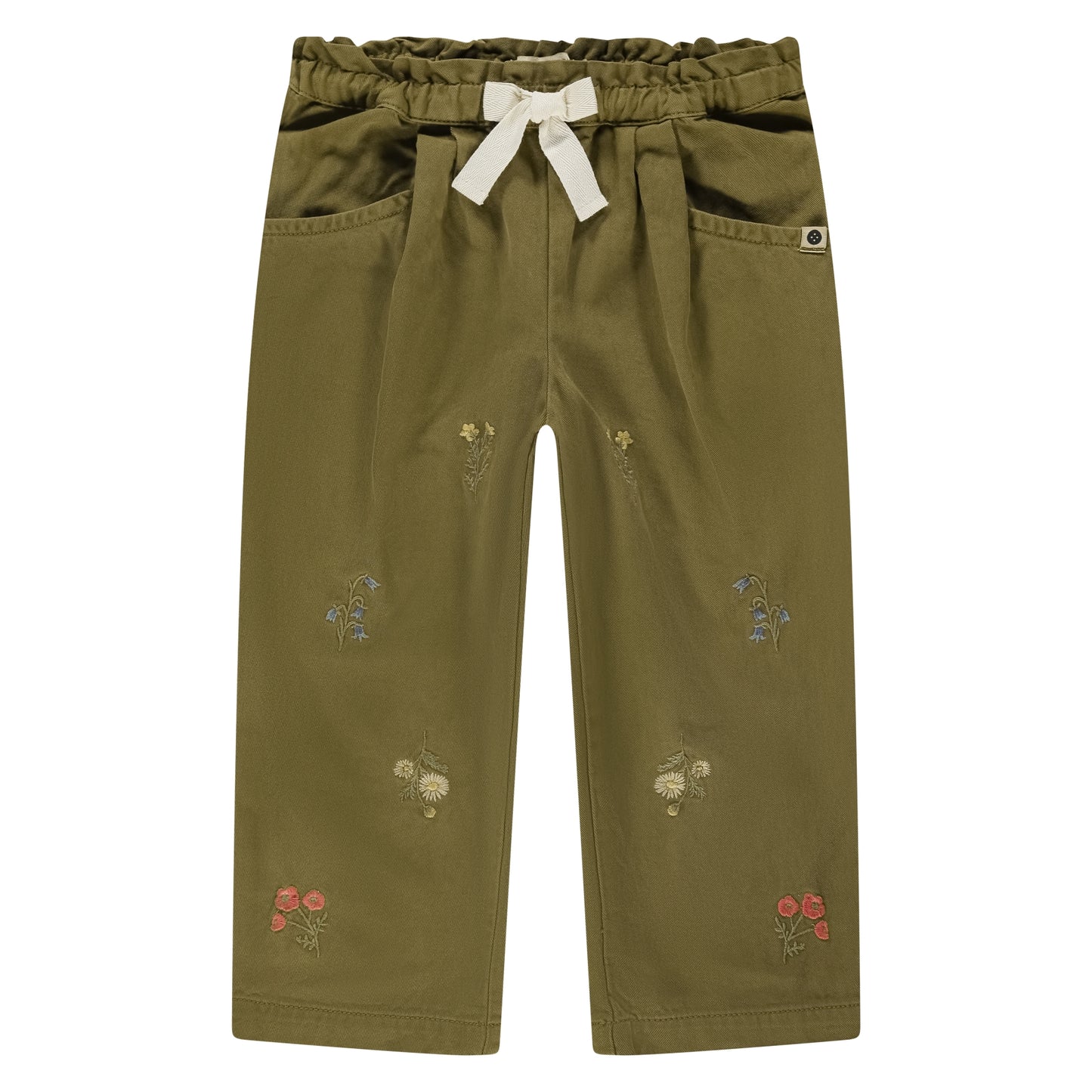Wide embroidered pants Green