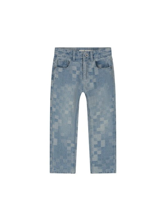 Denim wide fit light blue quares