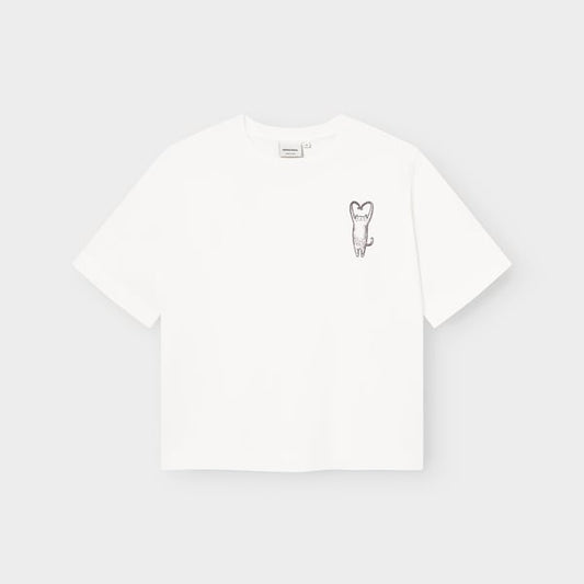 T-shirt Vadstena - Heart Cat Off-White