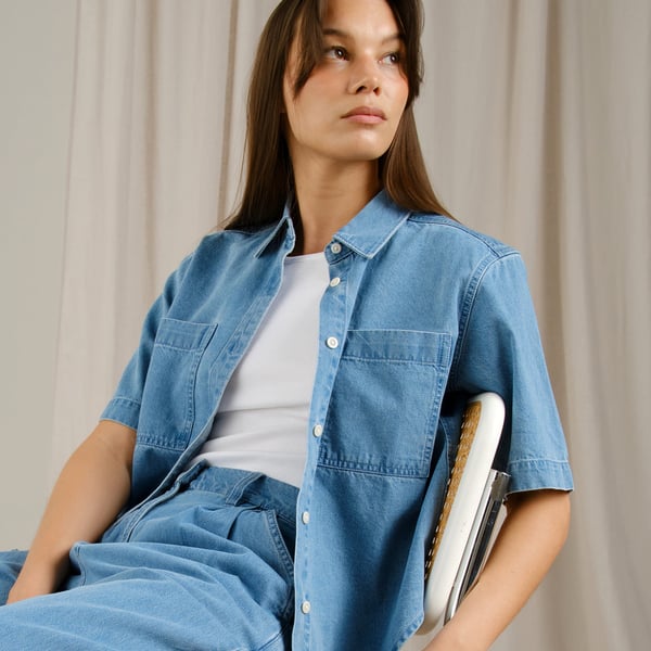 Shirt Stensvik Denim Light Blue GOTS