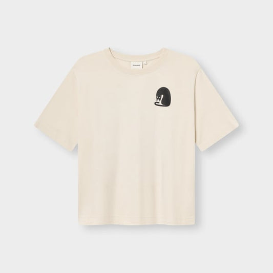 T-shirt Vadstena  - Curious Cat Oat White