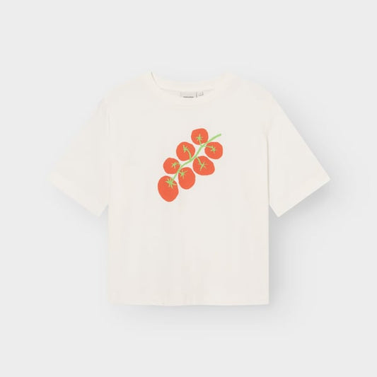 T-shirt Vadstena - Tomato Off-white