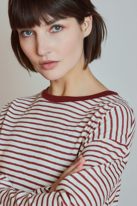 T-shirt Striped Rouge