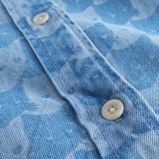 Shirt Stensvik Denim Pepita Cats Light Blue GOTS