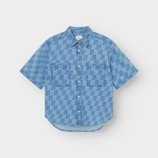 Shirt Stensvik Denim Pepita Cats Light Blue GOTS