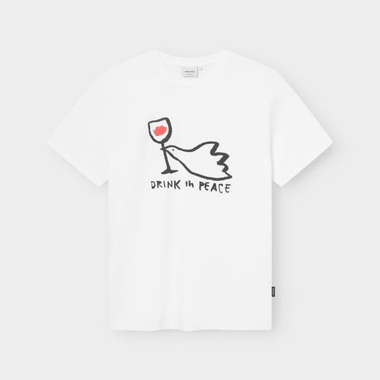 T-shirt Stockholm Drink in Peace White GOTS
