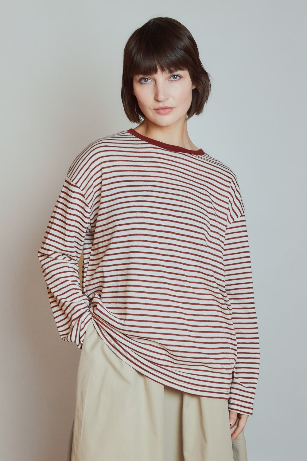 T-shirt Striped Rouge
