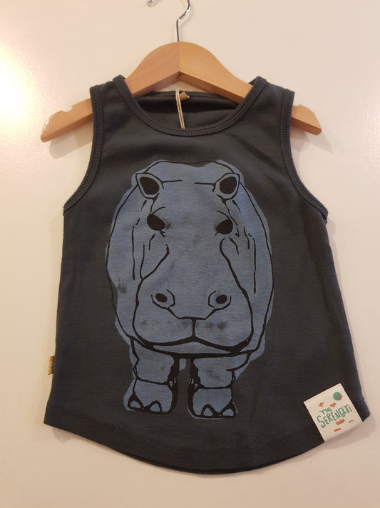 OUTLET - Tank Top - Hippo - Washed Black