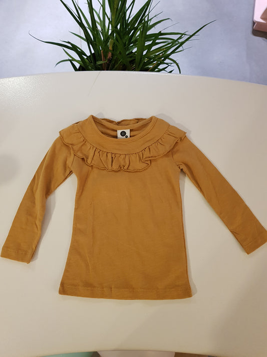 OUTLET - Tee w. Ruffle - Mustard