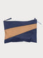The New Pouch - Navy & Camel Large